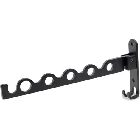Ineasicer Black Aluminum Folding Wall Mounted Clothes Drying Rack, Bathroom Clothes Drying Rack - 31.2 x 14.3 x 3.1 cm