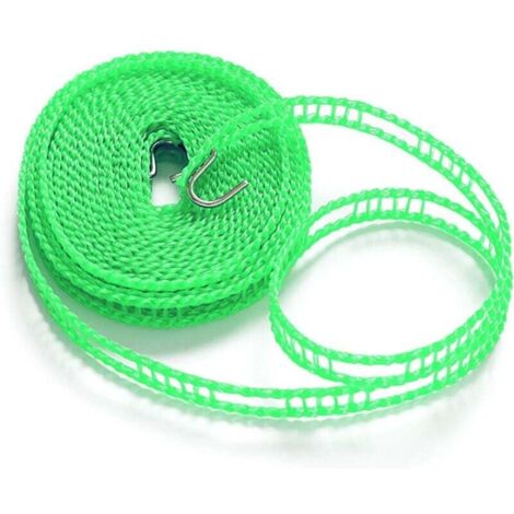 Ineasicer Corde à Linge Extensible Antidérapante Portable Nylon Corde Linge Camping, Coupe Vent Corde à Linge Retractable Fil Etendage a Linge Exterieur,10m vert