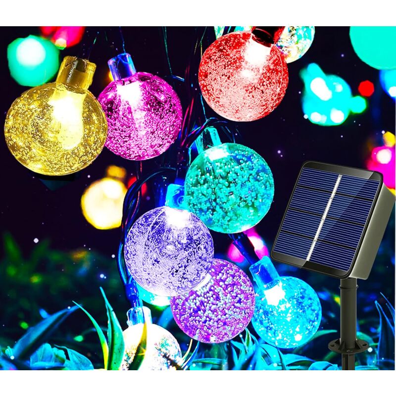 Ineasicer Guirlande Lumineuse Solaire d'Extérieur Avec Panneaux de Charge solaire , 50 LED 7 m, 8 modes, Guirlande Lumineuse Solaire extérieure