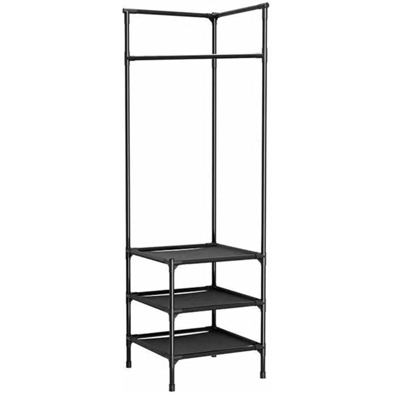 Hall D'angle Arbre Porte-Manteau D'angle En Métal Porte-Manteau D'entrée 3 Niveaux Porte-Vêtements Autoportant Chaussures Étagère Organisateur Pour