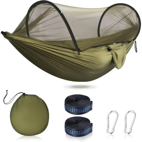 Ineasicer Hamac d'extérieur avec moustiquaire, Hamac Ultra-léger de Voyage Camping, Charge maximale de 200 kg, Inclure 2 mousquetons Haut de Gamme, 2 x élingues en Nylon, Convient au Camping en Plein