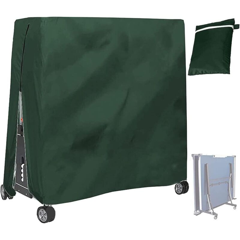 Housse de protection 210D étanche pour table de ping-pong pour intérieur et extérieur - Vert, 65x28x73in/ 165x70x185cm