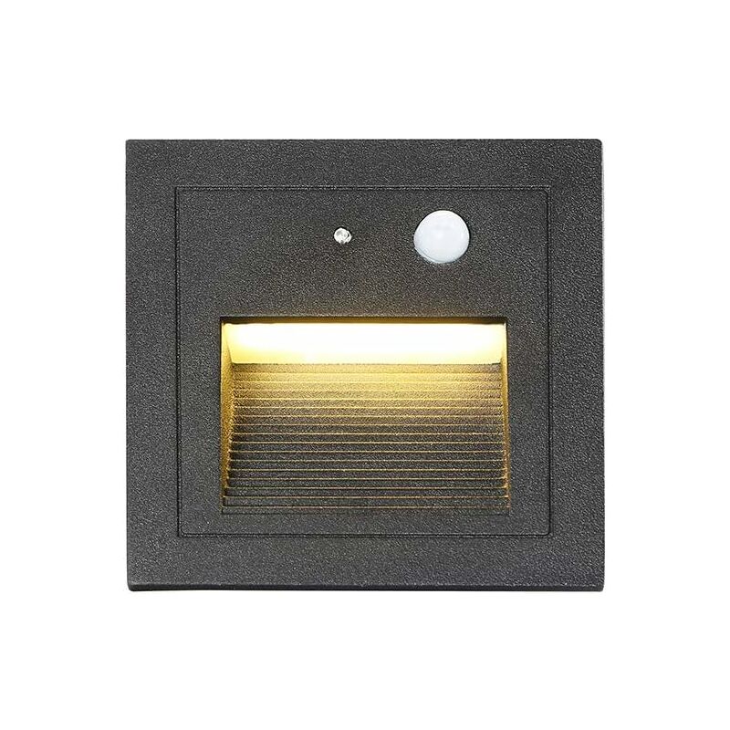 Ineasicer - Lot de 1 led Spot Mural Encastré 3W Applique Murale Escalier Lumière Lampe Détecteur de Mouvement Sol Encastré Lumière Escalier 2800K