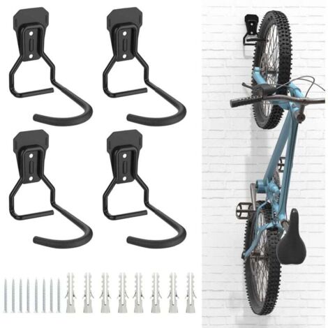 Ineasicer Lot de 4 Crochets Vélo, Supports de Cintre de Vélo en Fer, Support Mural de Rangement pour Vélos Robuste en Forme de L, Support Vertical de Vélo Pratique pour Maison Garage, Noir