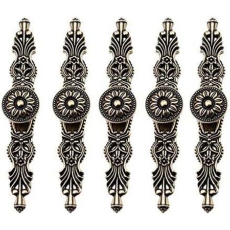 Ineasicer Lot de 5 Poignées de porte pour Placards Style Vintage Rétro Bouton de meuble Couleur Bronze pour Ancien Rétro Meuble Bibliothèque Commode Armoire Tiroir