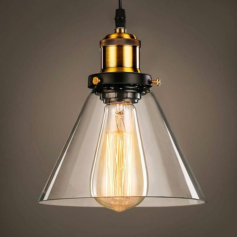 Ineasicer - Luminaire Suspension Vintage Edison industrielle Abat-jour en Verre Lampe Plafonnier Pendant Lampe Edison E27 pour éclairage Cuisine