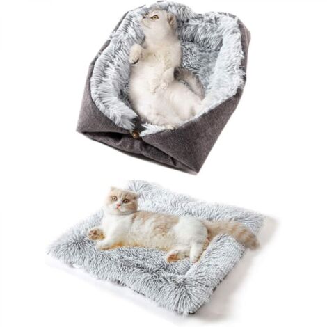 Ineasicer Panier pour Chat Coussin Panière Coussin Lit Apaisant Comfy pour Chien Cat Hiver Peluche Grand pour Animal Domestique Chiot Chaton Minou Double Usage