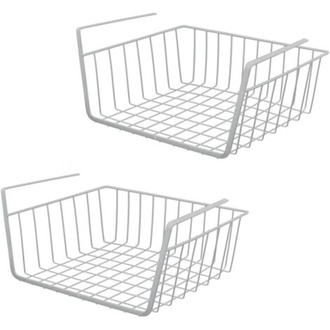 Ineasicer Panier Suspendu, 2 Pcs Panier de Rangement Sous Étagère Métallique Paniers à Étagères Empilables,Panier de Rangement de Cuisine pour Cuisine,Bureau,Salle de Bain