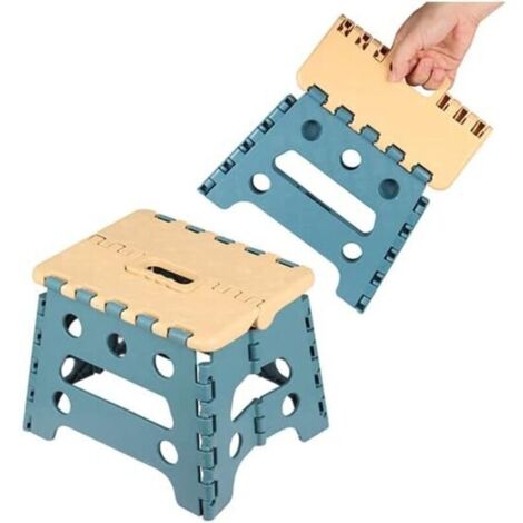Ineasicer Plastique Tabouret Portable pour Enfants et Adultes - Tabouret Pliable de Haute qualité - Tabourets Multifonctions avec poignée pour Cuisine, Salle de Bains, Jardin (22,3 cm de Hauteur - Ble