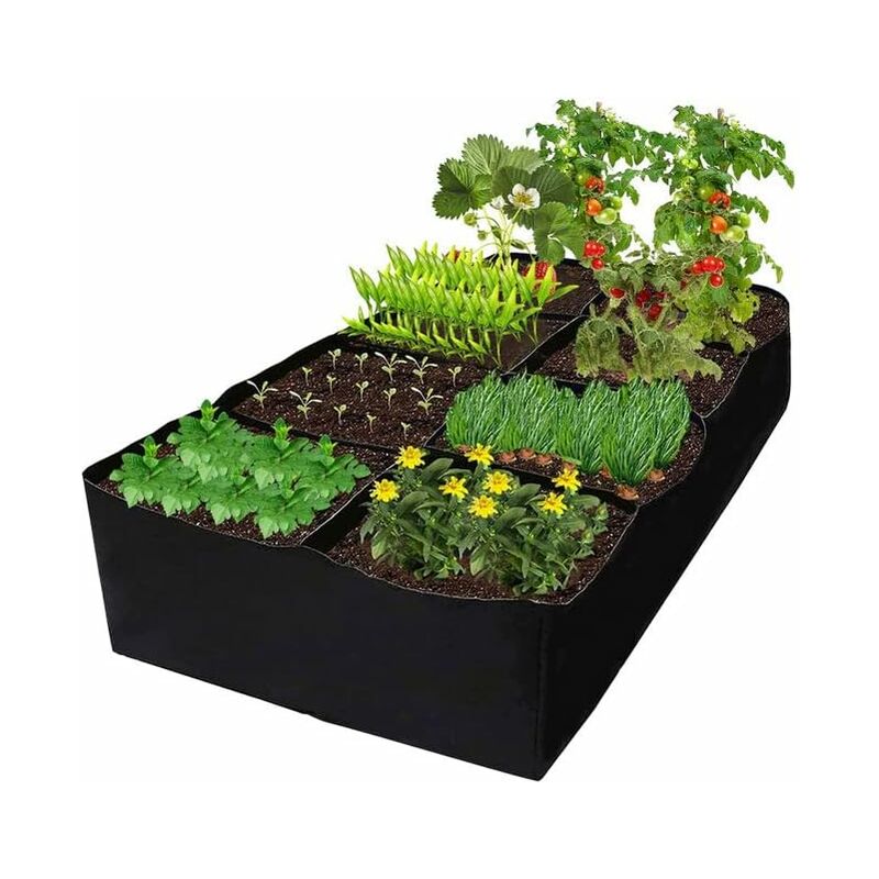 Sacs à Plantes 486L Non tissé Blackline, 8 Plaids Sac de Culture Pot Geotextile, Tissu Pots Fleur Sac Jardin pour Tomates, Poivrons, Carottes,
