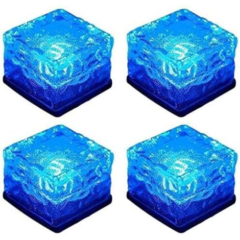 Ineasicer Solar-Außenleuchten, 4 Stück wasserdichte Solar-Bodenleuchten, 8 LED-Beleuchtungsmodi, helle Solar-Gartenleuchten für Terrasse, Rasen, Einfahrt, Brücke, Treppe (Blau)