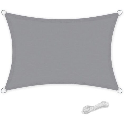 Ineasicer Sonnensegel, wasserdicht, rechteckig, 2 x 3 Meter, für Garten und Terrasse, 95 % UV-Schutz, Grau