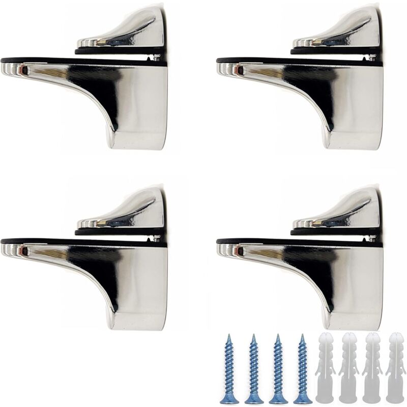 Ineasicer - Supports de Fixation RéGlables Pince De Support De Verre Clamp - 4 Pcs Alliage de Zinc Miroir Salle Bain Fixations Clip pour étagère en
