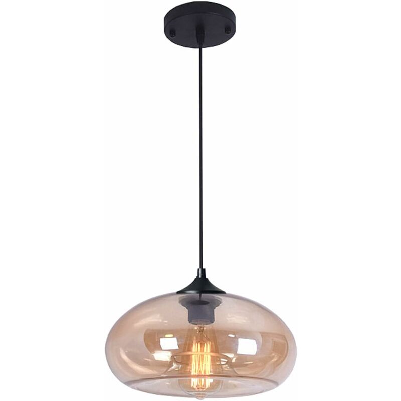 Ineasicer - Suspension Industrielle Vintage Ronde en Verre Coloré, Lampe Suspendue au Plafond Retro Loft Bar E27, Lustre Pour Cuisine Salle à Manger