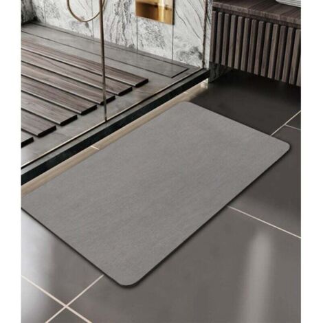 Ineasicer Tapis de Bain Antidérapant, 40X60cm Tapis de Bain, Absorbant Tapis Douche Diatomite, Microfibre Absorbant Tapis Vaisselle, Tapis À Séchage Rapide, Gris