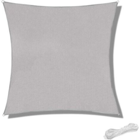 Ineasicer Voile d'ombrage 2x2m Auvent Résistante aux Imperméable pour Patio & Terrasse Jardin de Protection Solaire 90% Une Protection des Rayons UV avec Corde Libre Carré Gris