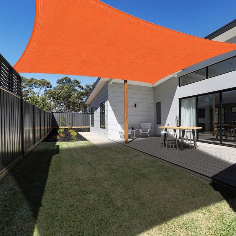 Voile d'ombrage Rectangulaire 4x6m Orange, Auvent Imperméable uv Protection pour Jardin Terrasse Extérieur Patio Piscine avec Corde - Ineasicer