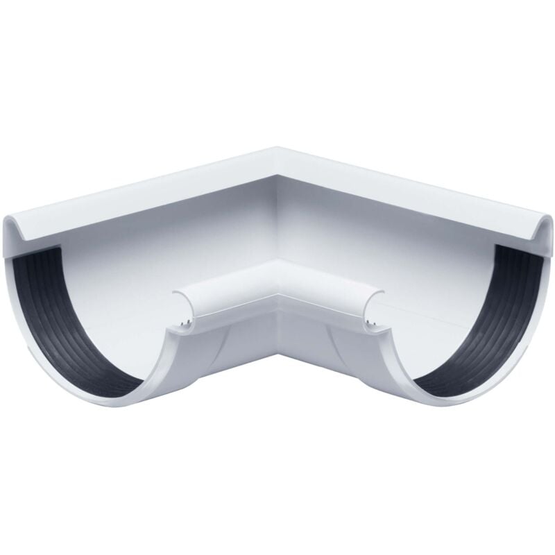 INEFA Equerre de chéneau 90 degrés demi-ronde, angle intérieur, bourrelet intérieur en PVC, pièce de raccordement pour accessoires de gouttière,