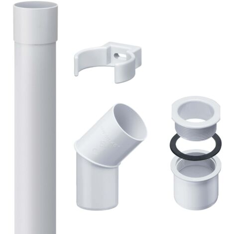 INEFA Fallrohr Set DN50 / 50mm, PVC 2m Dachrinnenzubehör, einfache Steckmontage, Made in Germany - Weiß