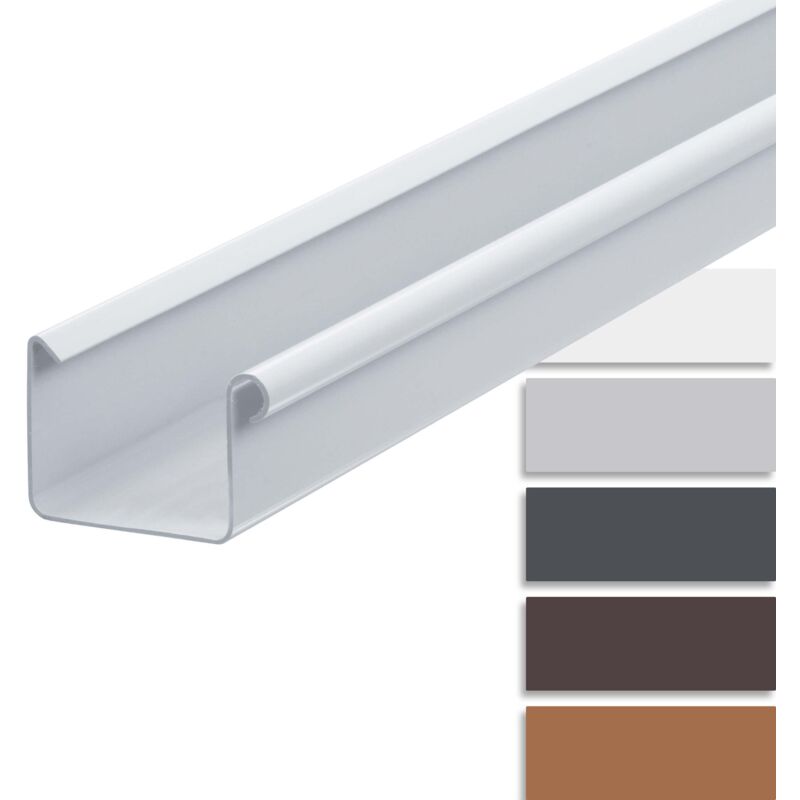 Gouttière pvc 200cm Gouttière en forme caisson, Accessoires pour gouttières, montage facile, Made in Germany - 68mm blanc - Inefa