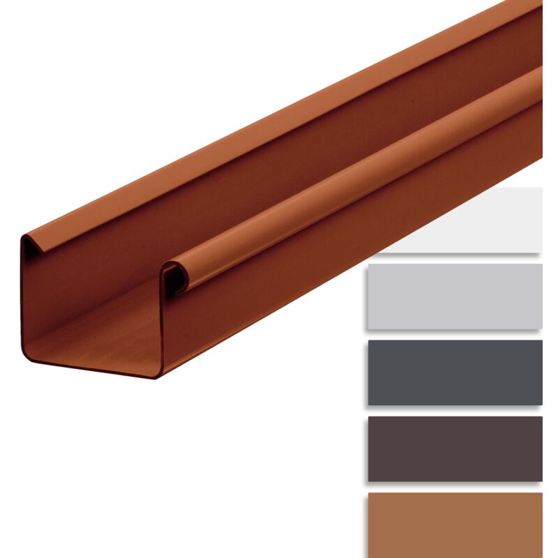 Gouttière pvc 200cm Gouttière en forme caisson, Accessoires pour gouttières, montage facile, Made in Germany - 68mm brun - Inefa
