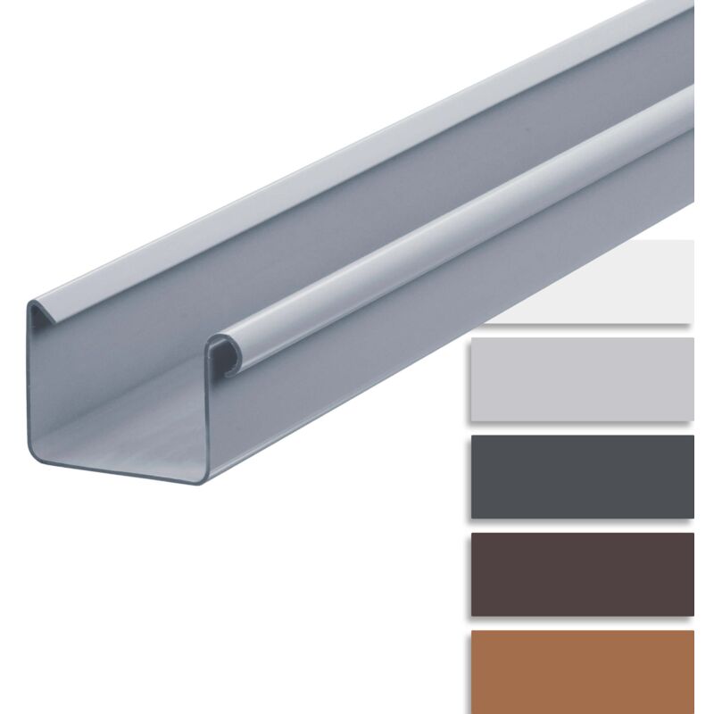Gouttière pvc 200cm Gouttière en forme caisson, Accessoires pour gouttières, montage facile, Made in Germany - 115mm Gris - Inefa