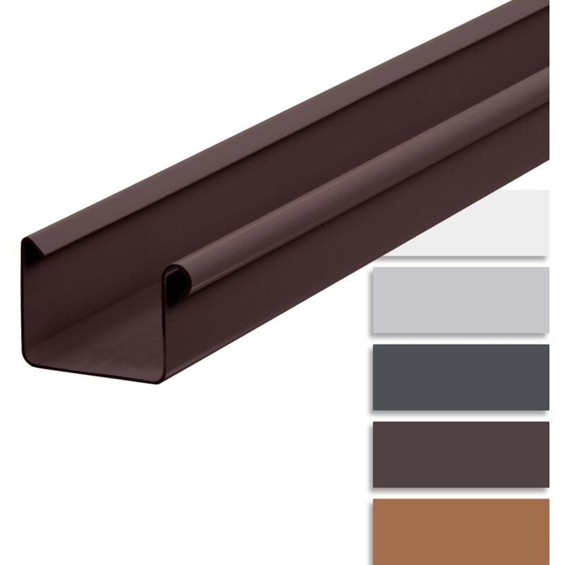 Gouttière pvc 200cm Gouttière en forme caisson, Accessoires pour gouttières, montage facile, Made in Germany - 68mm brun foncé - Inefa