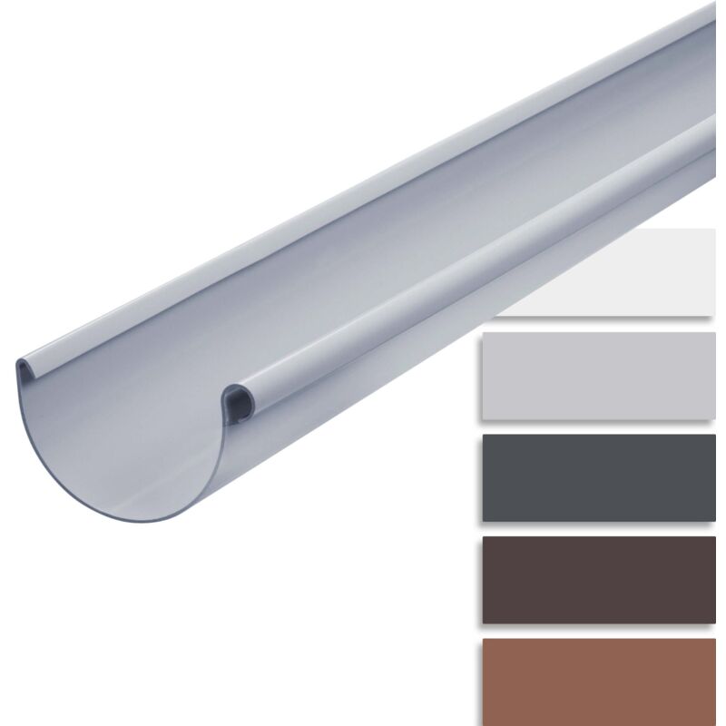 Gouttière demi-ronde 200cm pvc, montage simple par emboîtement, Made in Germany - 125mm, 1 pièce Gris - Inefa