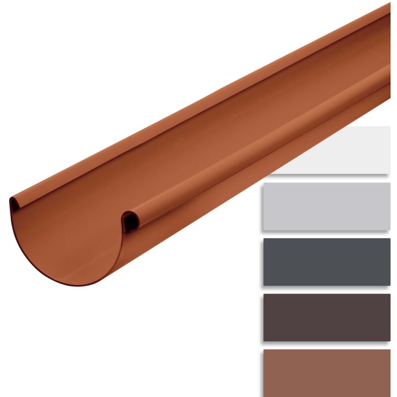Gouttière demi-ronde 200cm pvc, montage simple par emboîtement, Made in Germany - 100mm, 1 pièce brun - Inefa
