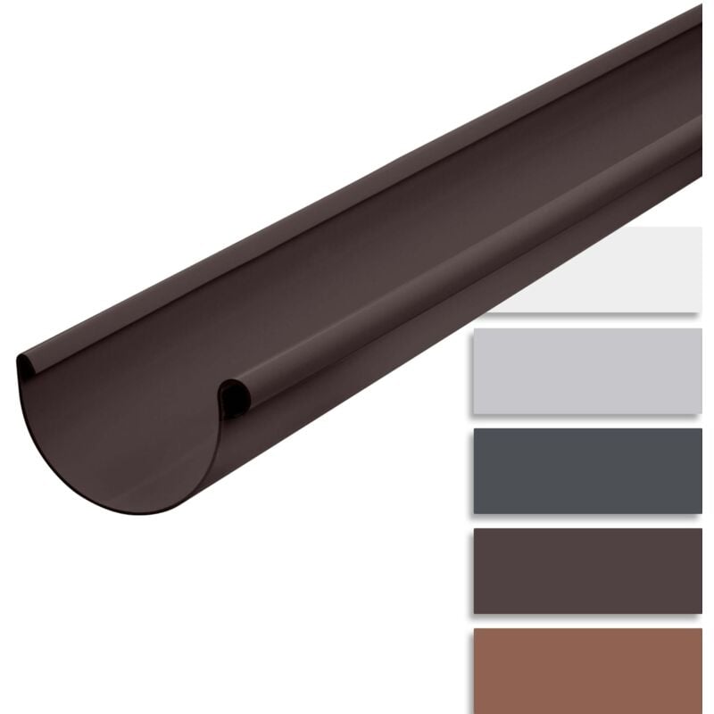 Gouttière demi-ronde 200cm pvc, montage simple par emboîtement, Made in Germany - 125mm, 1 pièce brun foncé - Inefa