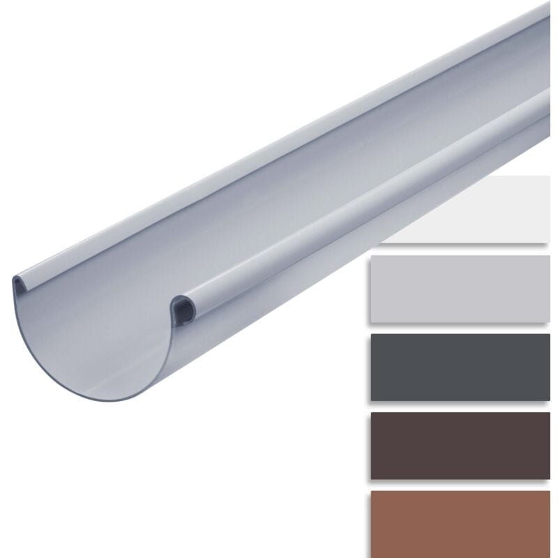 Gouttière demi-ronde 200cm pvc, montage simple par emboîtement, Made in Germany - 150mm, 1 pièce Gris - Inefa