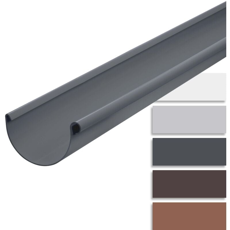 Gouttière demi-ronde 200cm pvc, montage simple par emboîtement, Made in Germany - 100mm, 1 pièce Anthracite - Inefa