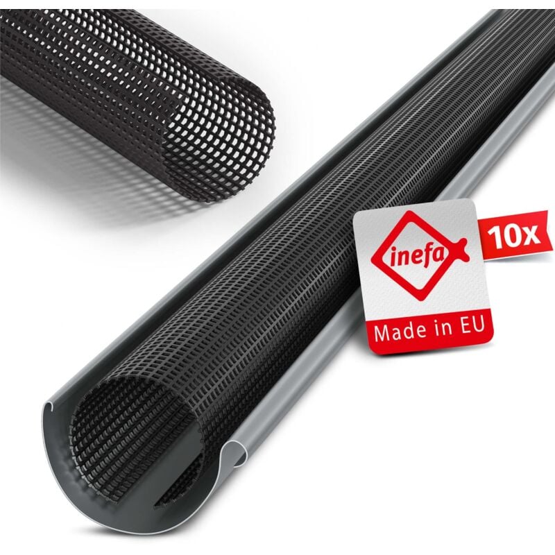 Grille anti-feuilles pour gouttières, pvc noir - 10x 100-125mm, 2m - Inefa