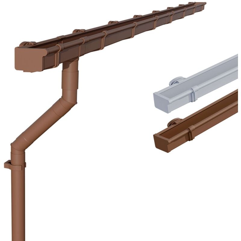 Inefa - Kit de gouttières pour abri de jardin, carport, terrasse, 83mm gouttière à caisson 1 côté de toit, gouttière en pvc pour toit à une pente,