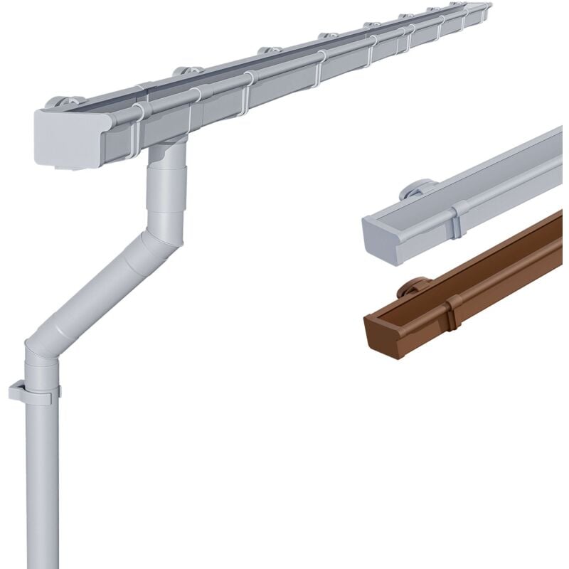 Inefa - Kit de gouttières pour abri de jardin, carport, terrasse, 83mm gouttière à caisson 1 côté de toit, gouttière en pvc pour toit à une pente,