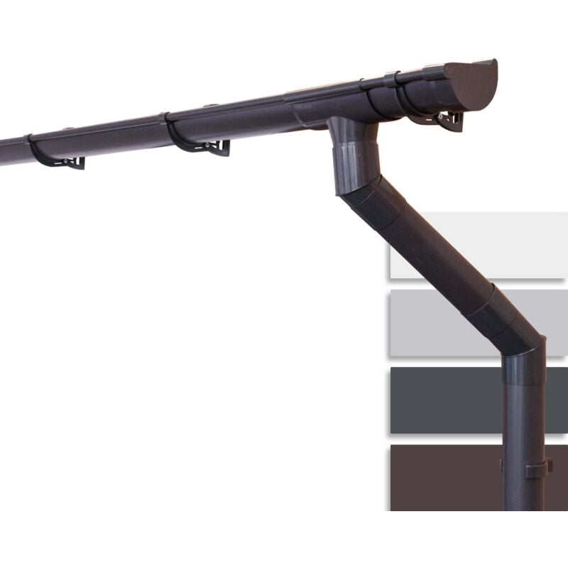 Inefa - Kit de gouttières pour abri de jardin 100mm, carport, terrasse, gouttière en pvc pour toit en appentis, Made in Germany: 1 côté de toit