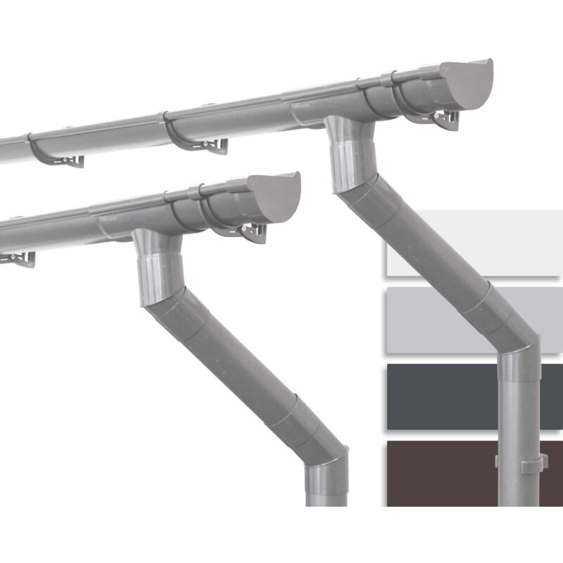 Kit de gouttières pour maison de jardin, abri der jardin, 100mm semi-circulaire deux côtés de toit, gouttières en pvc pour toit à deux versants, Made