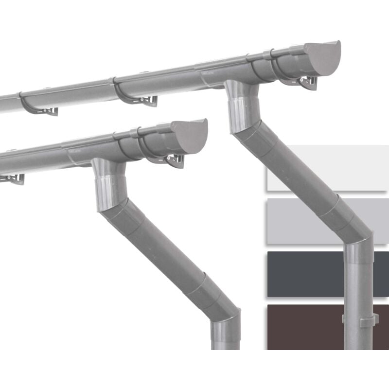Inefa - Kit de gouttières pour maison de jardin, abri der jardin, 100mm semi-circulaire deux côtés de toit, gouttières en pvc pour toit à deux