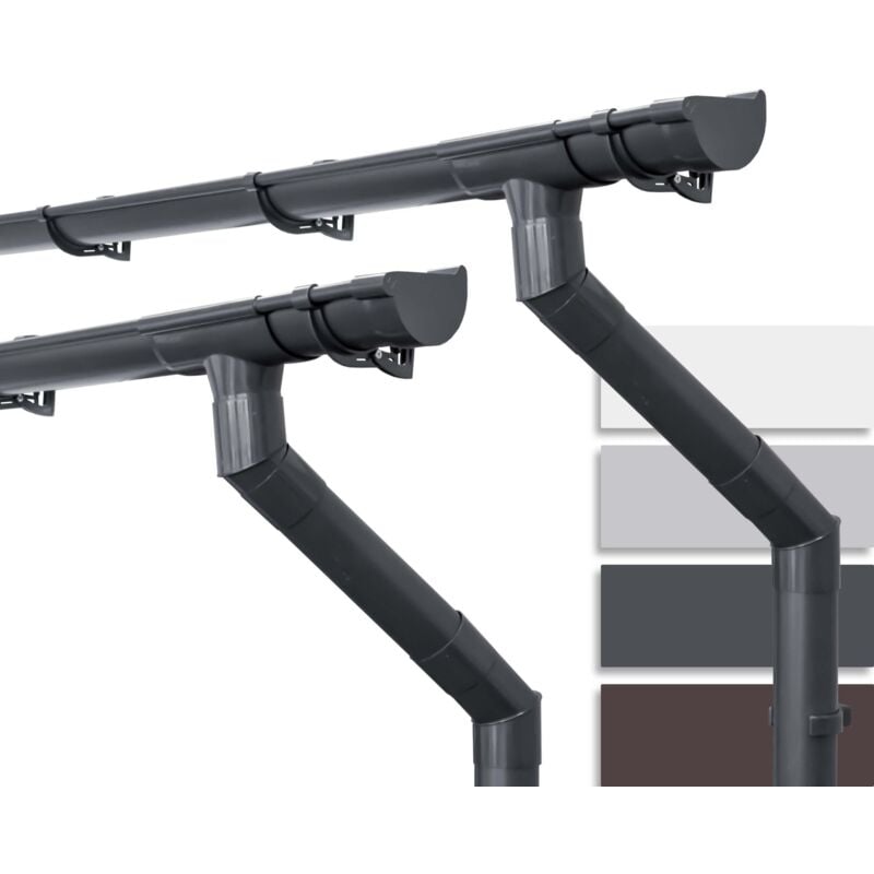 Kit de gouttières pour maison de jardin, abri der jardin, 100mm semi-circulaire deux côtés de toit, gouttières en pvc pour toit à deux versants, Made