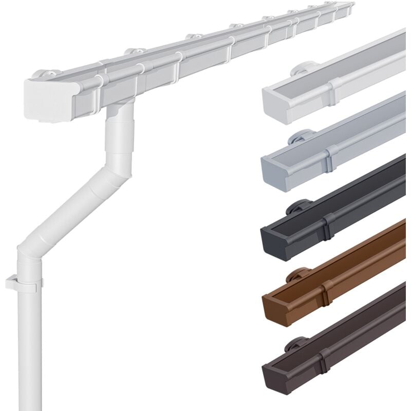 Kit de gouttières pour maison de jardin, nw 68 pvc gouttière à caisson, gouttières en pvc pour toit à une pente, Made in Germany, Blanc 2 x 4m - Inefa
