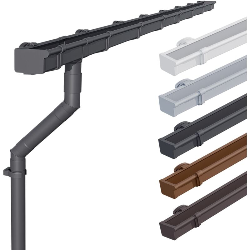 Inefa - Kit de gouttières pour maison de jardin, nw 68 pvc gouttière à caisson, gouttières en pvc pour toit à une pente, Made in Germany, Anthracite