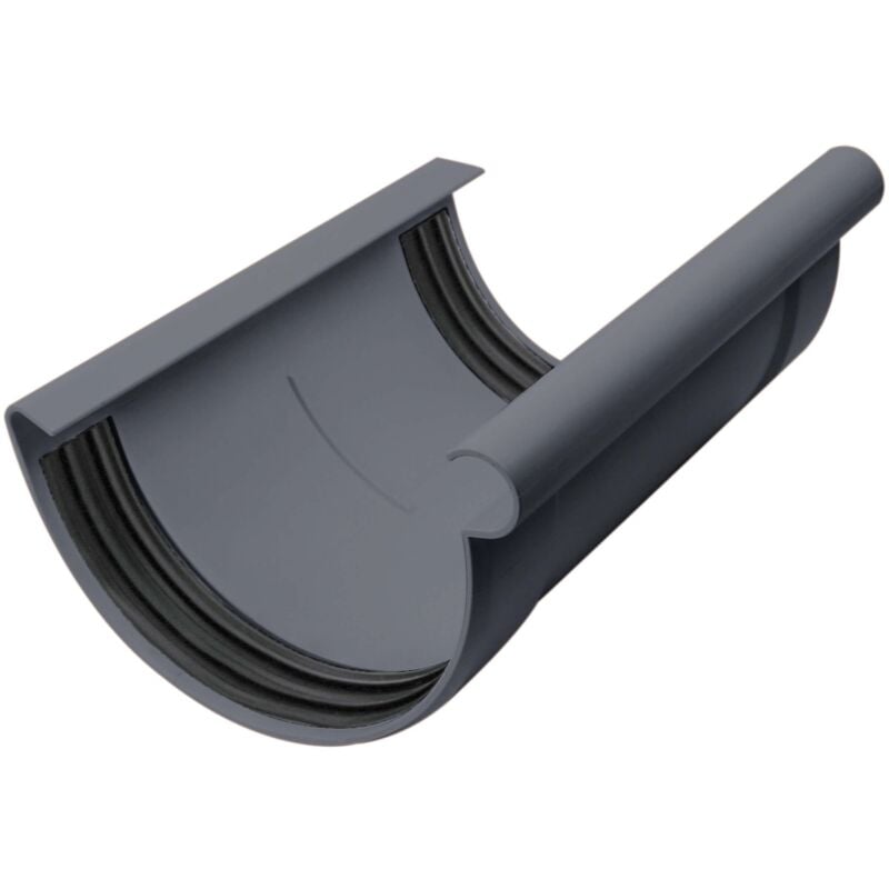 Raccord de gouttière demi-rond, raccord de gouttière en pvc, montage simple par emboîtement, Made in Germany - 100mm Anthracite - Inefa