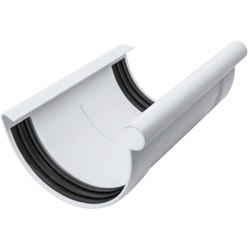 Raccord de gouttière demi-rond, raccord de gouttière en pvc, montage simple par emboîtement, Made in Germany - 100mm blanc - Inefa