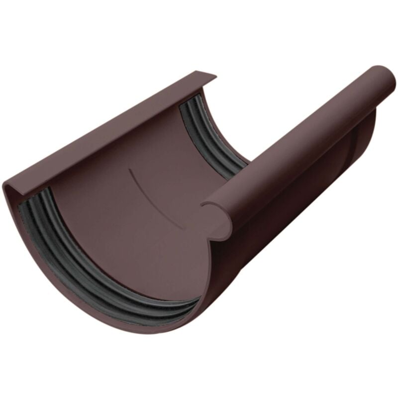 Raccord de gouttière demi-rond, raccord de gouttière en pvc, montage simple par emboîtement, Made in Germany - 150mm brun foncé - Inefa