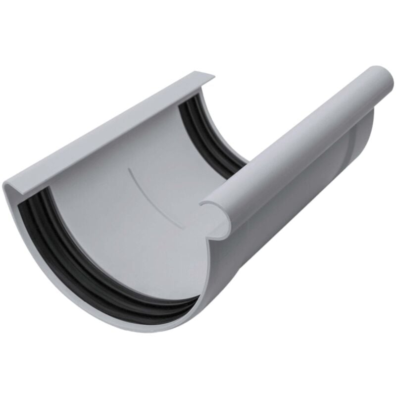 INEFA Raccord de gouttière demi-rond, raccord de gouttière en PVC, montage simple par emboîtement, Made in Germany - 100mm Gris