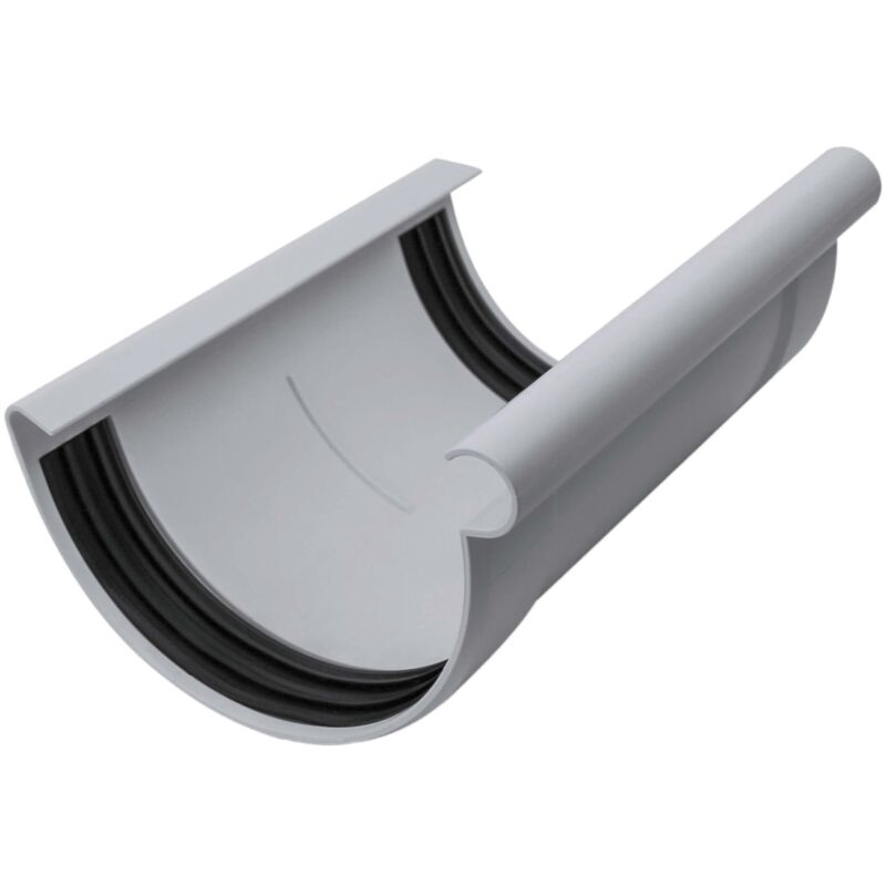 Raccord de gouttière demi-rond, raccord de gouttière en pvc, montage simple par emboîtement, Made in Germany - 180mm Gris - Inefa