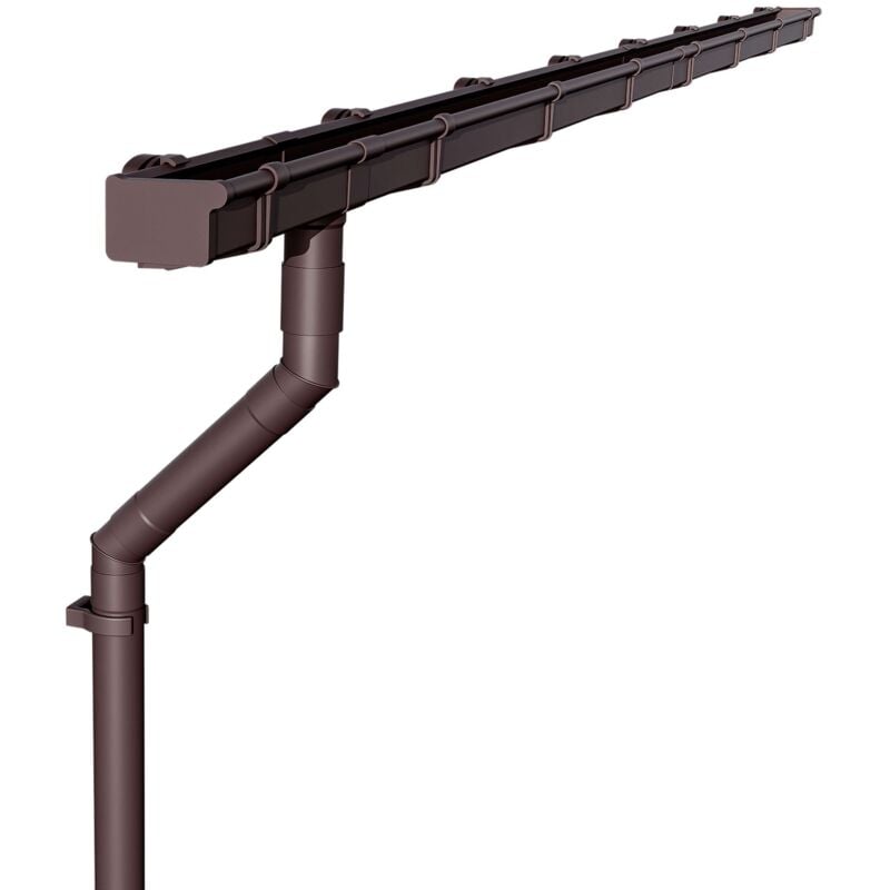 Set de gouttières Gouttière à caisson 68mm, pour huit côtés de toit 2m brun foncé Set de gouttières en pvc pour pavillon, Made in Germany - Inefa