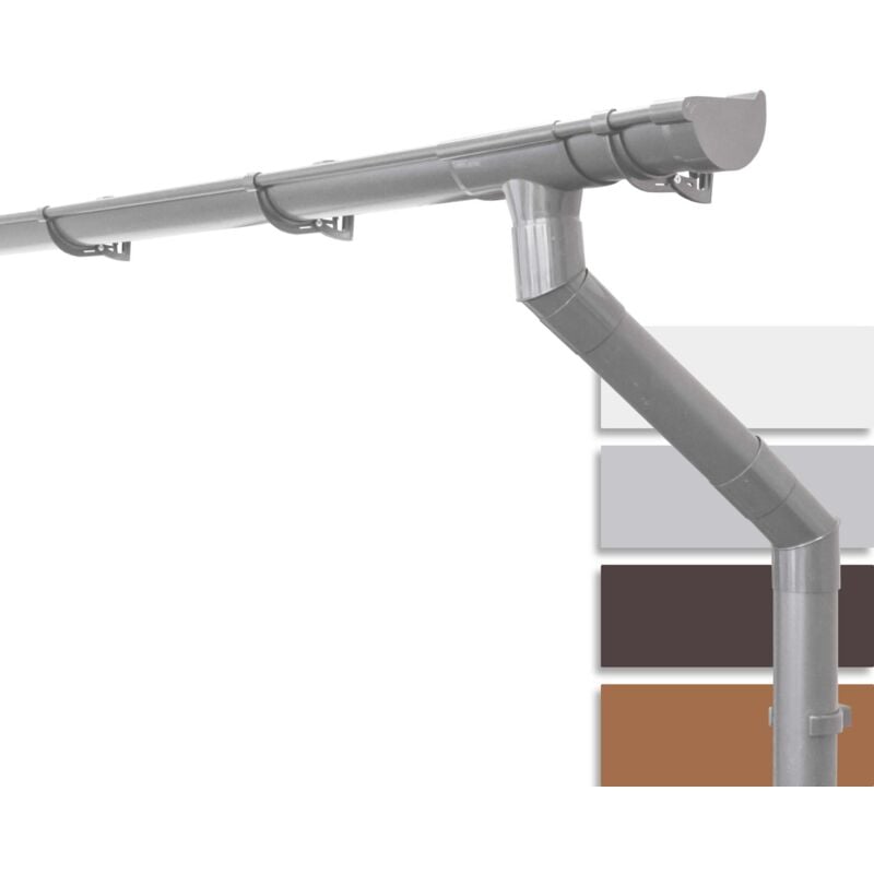 Set de gouttières pour maison, 125mm, gouttière demi-ronde en pvc pour toit à deux pans, un côté du toit, fabriqué en Allemagne - 4m Gris - Inefa