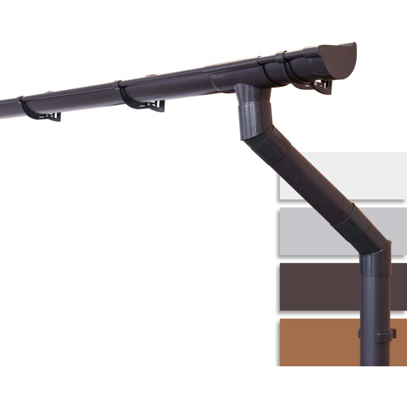 Inefa - Set de gouttières pour maison, 125mm, gouttière demi-ronde en pvc pour toit à deux pans, un côté du toit, fabriqué en Allemagne - 4m Brun