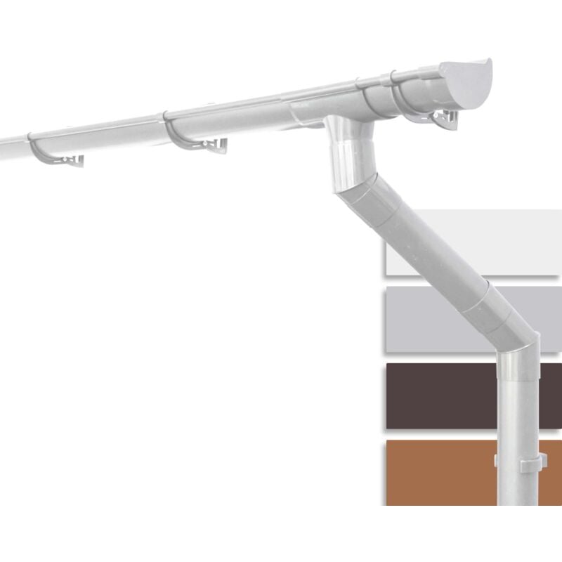 Set de gouttières pour maison, 125mm, gouttière demi-ronde en pvc pour toit à deux pans, un côté du toit, fabriqué en Allemagne - 5m Blanc - Inefa